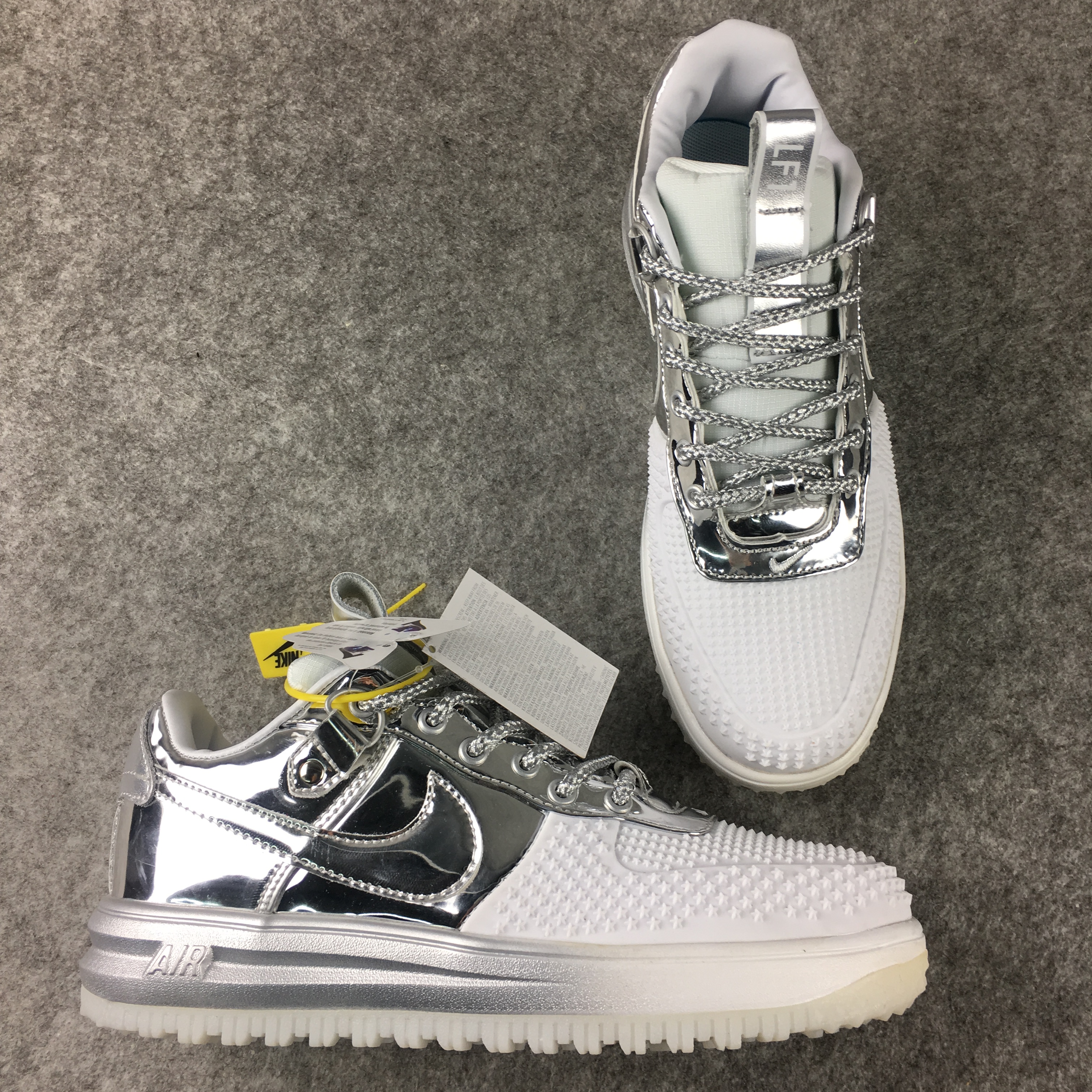 Nike Lunar Force 1 Low White Silver Shoes - Click Image to Close